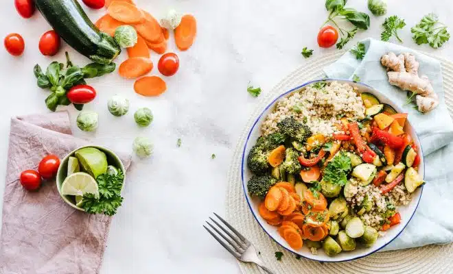 Flat-lay Photography of Vegetable Salad on Plate