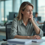 Femme d'affaires se massant le cou au bureau
