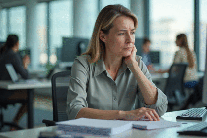 Femme d'affaires se massant le cou au bureau