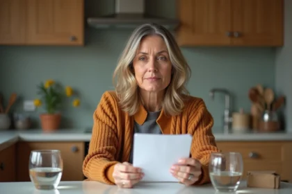 Femme d'âge moyen dans une cuisine moderne en automne