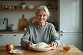 Femme vegetarienne prépare un repas sain à la maison