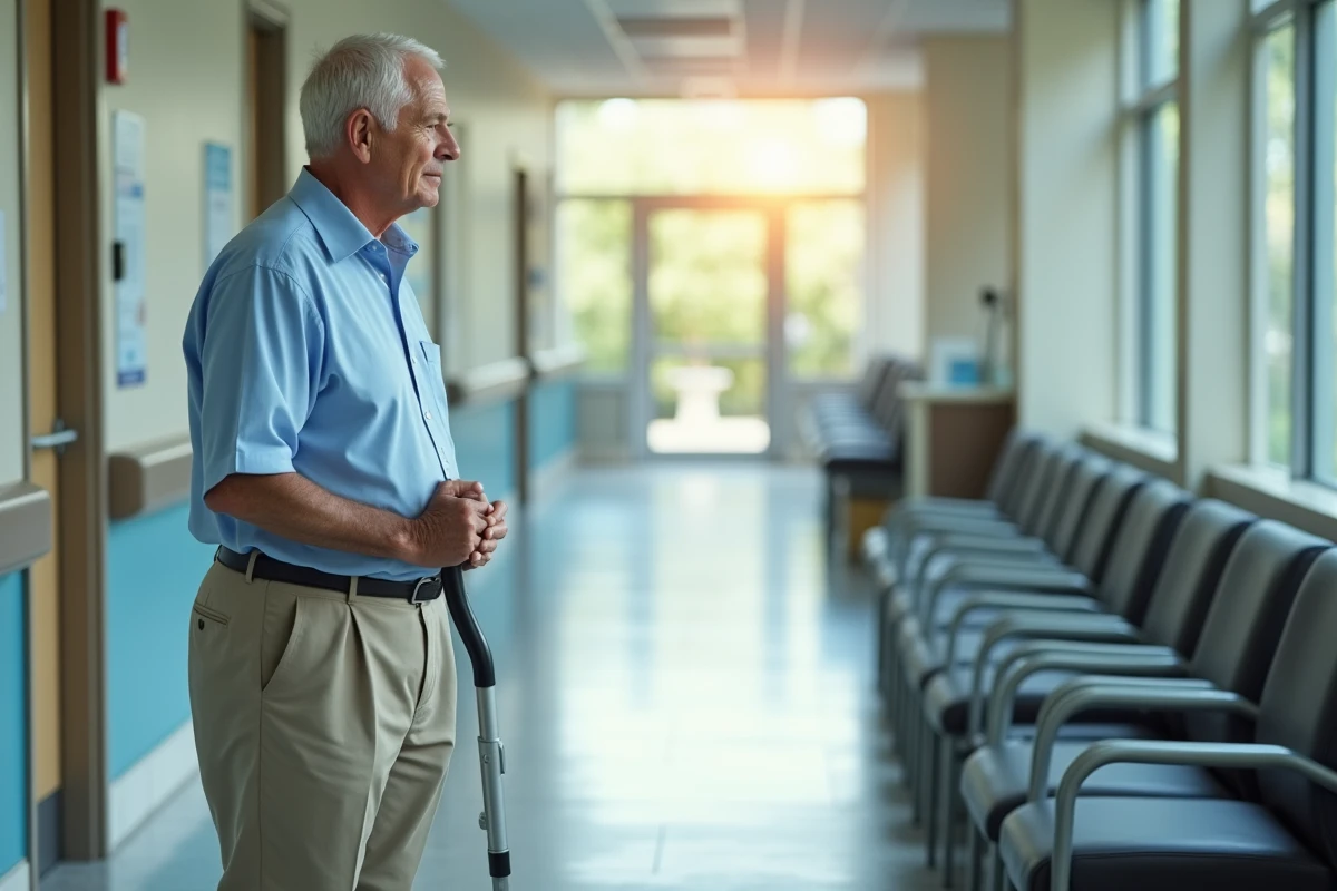 Homme âgé dans un couloir d