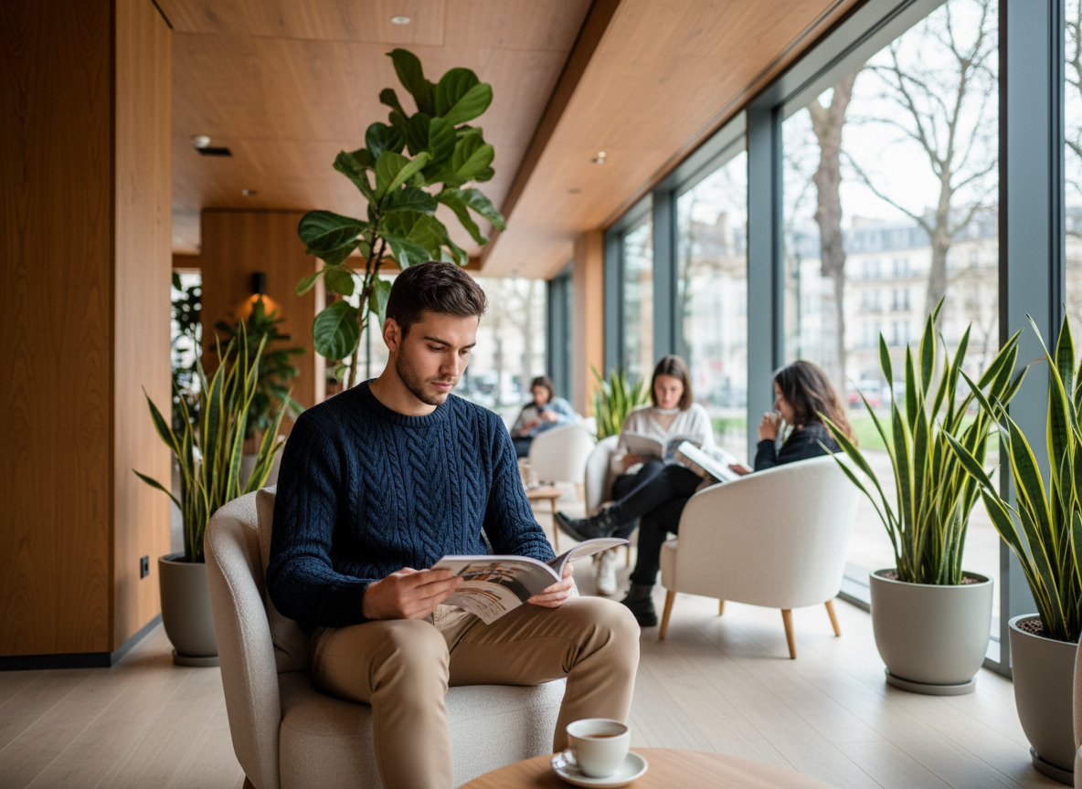 Jeune homme détendu dans lounge bienetre luxembourg