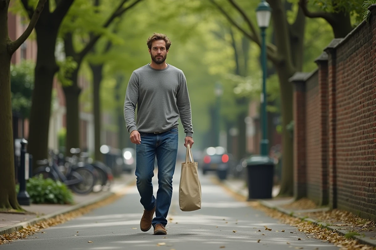 Homme marchant quotidiennement en ville comme habitude saine pour maigrir sans exercice intense