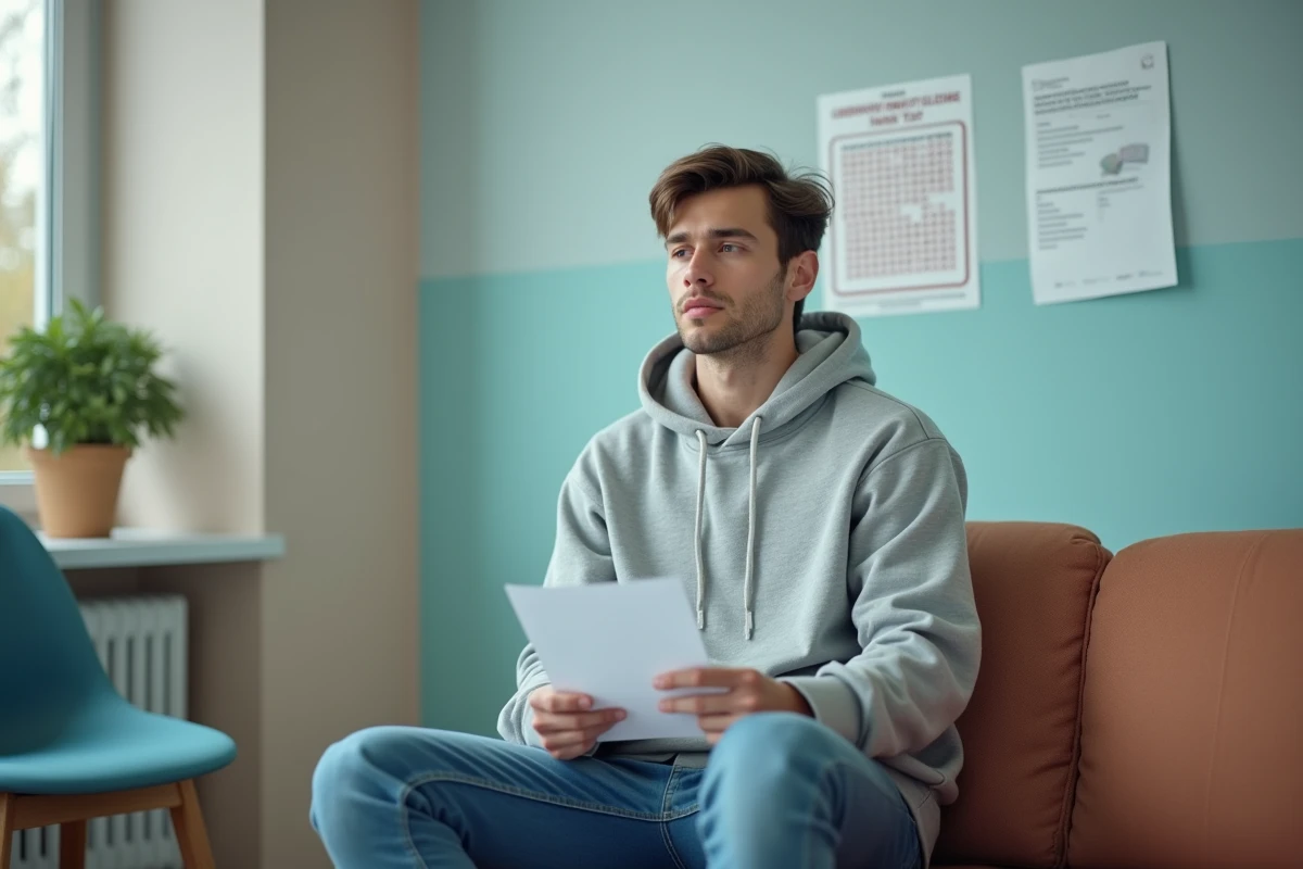 Jeune homme dans une salle d