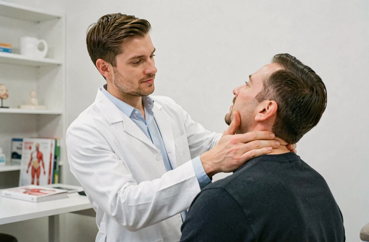 Ostéopathe Louis Calcet pratiquant une manipulation cervicale sur un patient dans son cabinet LOULOSTEO à Montpellier