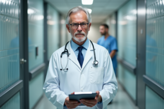 Médecin homme en blouse blanche dans un hôpital