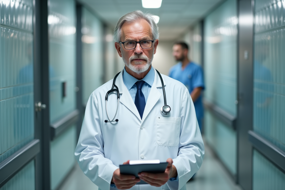 Médecin homme en blouse blanche dans un hôpital