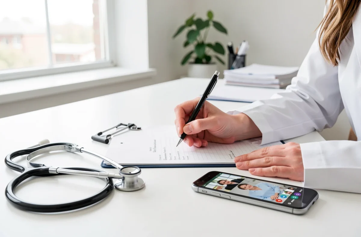 Médecin prenant des notes lors d'une consultation médicale