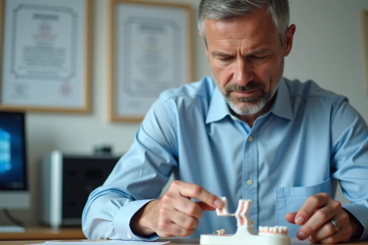 Orthodontiste étudiant des aligneurs dentaires imprimés en 3D