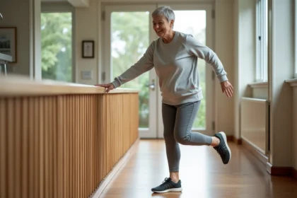 Femme âgée en rééducation équilibre intérieur