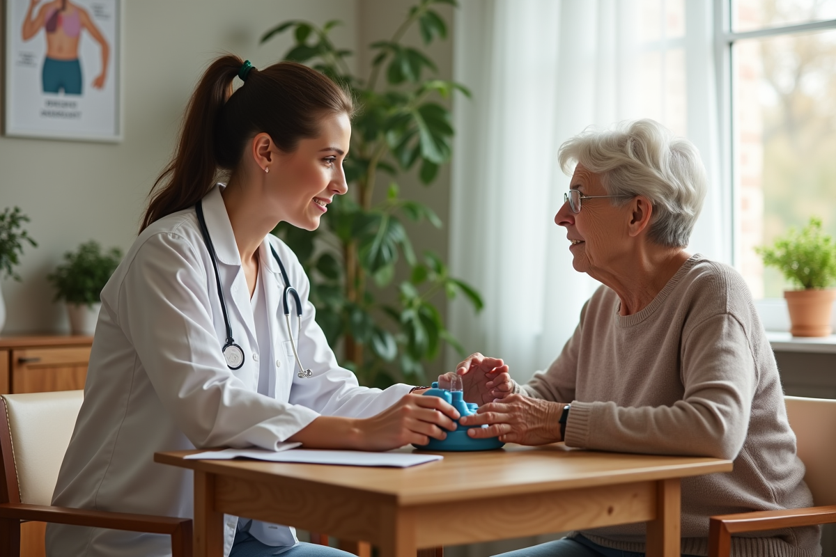 Therapeute montre a une personne l
